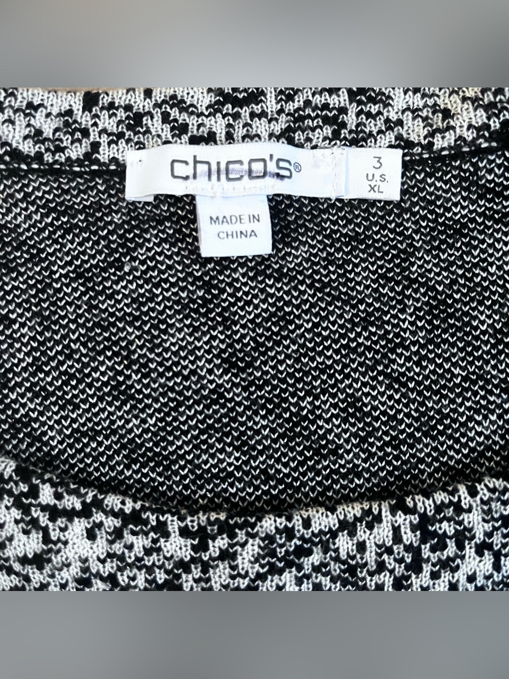 Chicos Zenergy Luxe Cashmere Blend Sweater Womens 3 XL Black White Ombre Knit - Picture 2 of 11